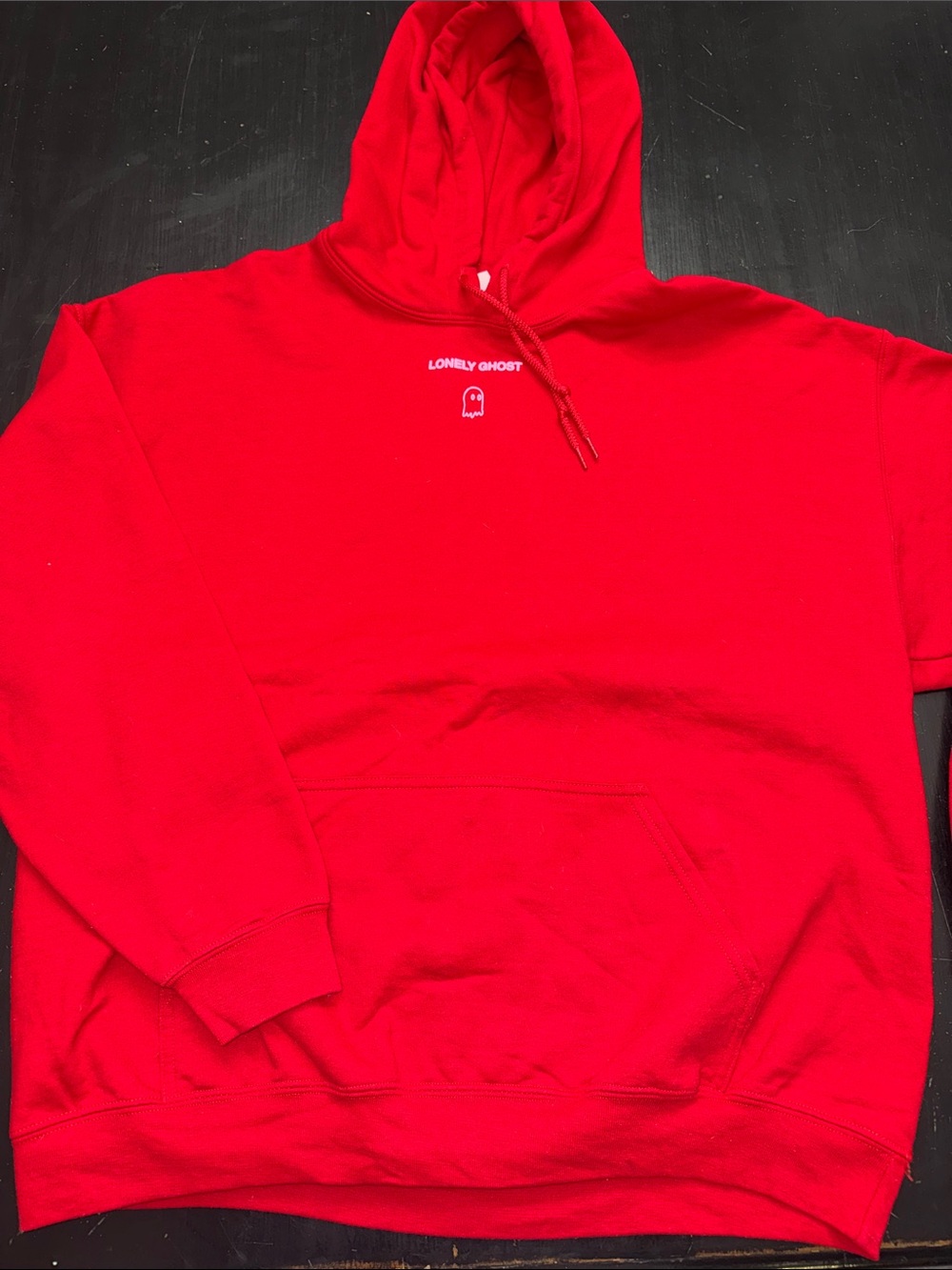 LONELY GHOST text me when you get home hoodie sweatshirt. red with pink size XL.